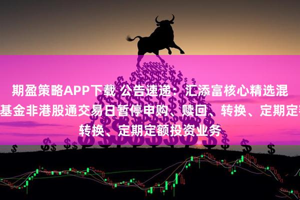 期盈策略APP下载 公告速递：汇添富核心精选混合（LOF）基金非港股通交易日暂停申购、赎回、转换、定期定额投资业务